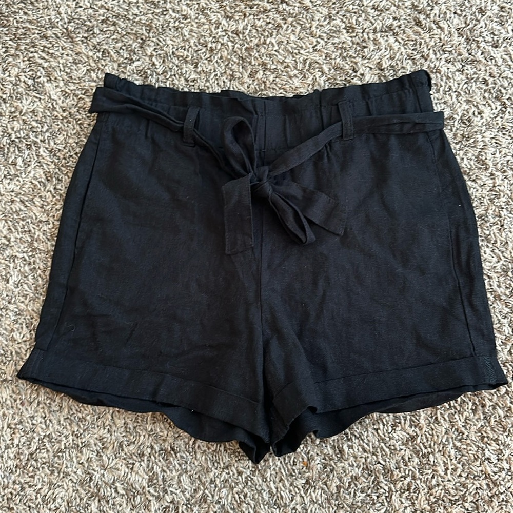 NWT revamped black tie high waist shorts